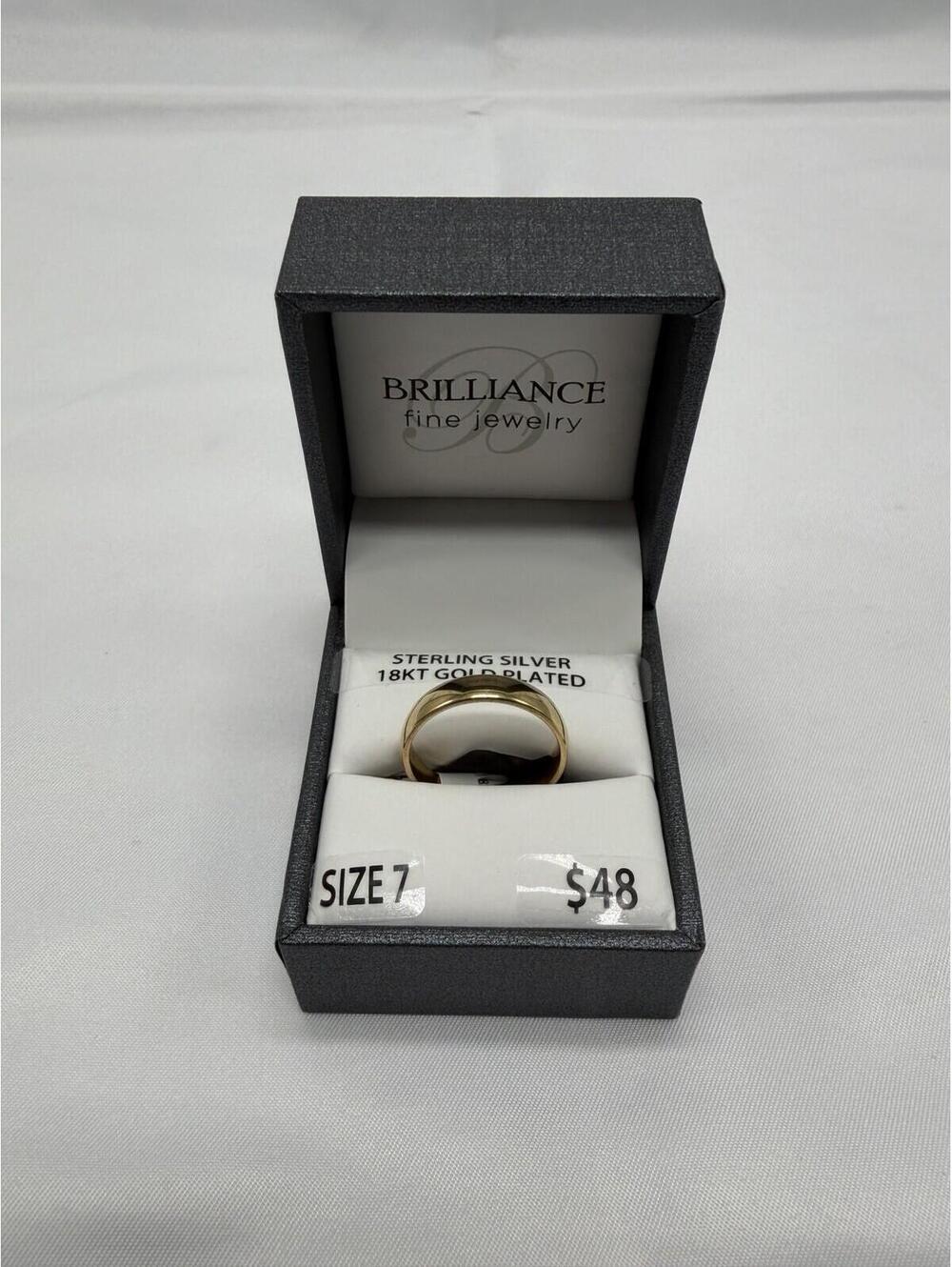 Brilliance Fine Jewelry Sterling Silver 18KT Gold PLTD 4MM Wedding Band Size 7